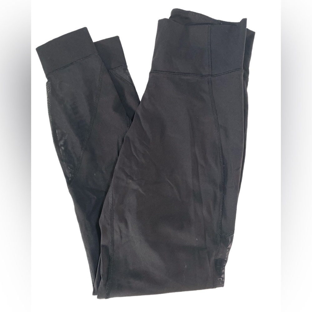 Lululemon Mesh Back Wraparound Black Leggings Size 10
